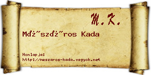 Mészáros Kada névjegykártya